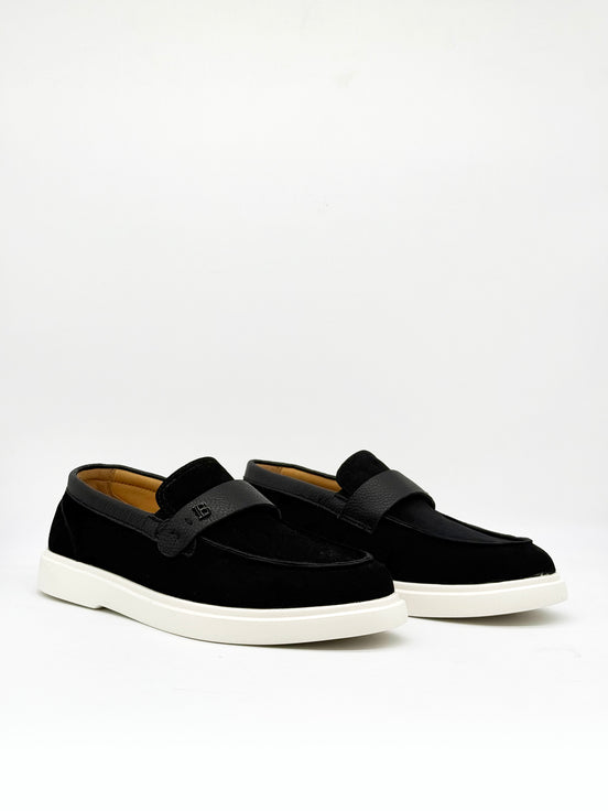Suede BB Strap Loafer - Black