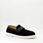 Suede BB Strap Loafer - Black