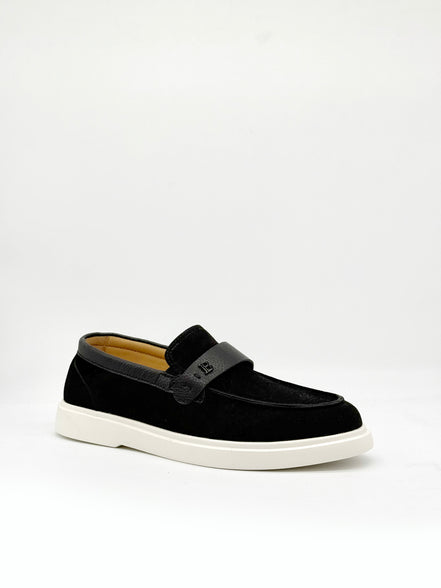 Suede BB Strap Loafer - Black