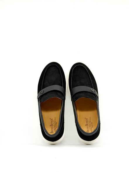 Suede BB Strap Loafer - Black