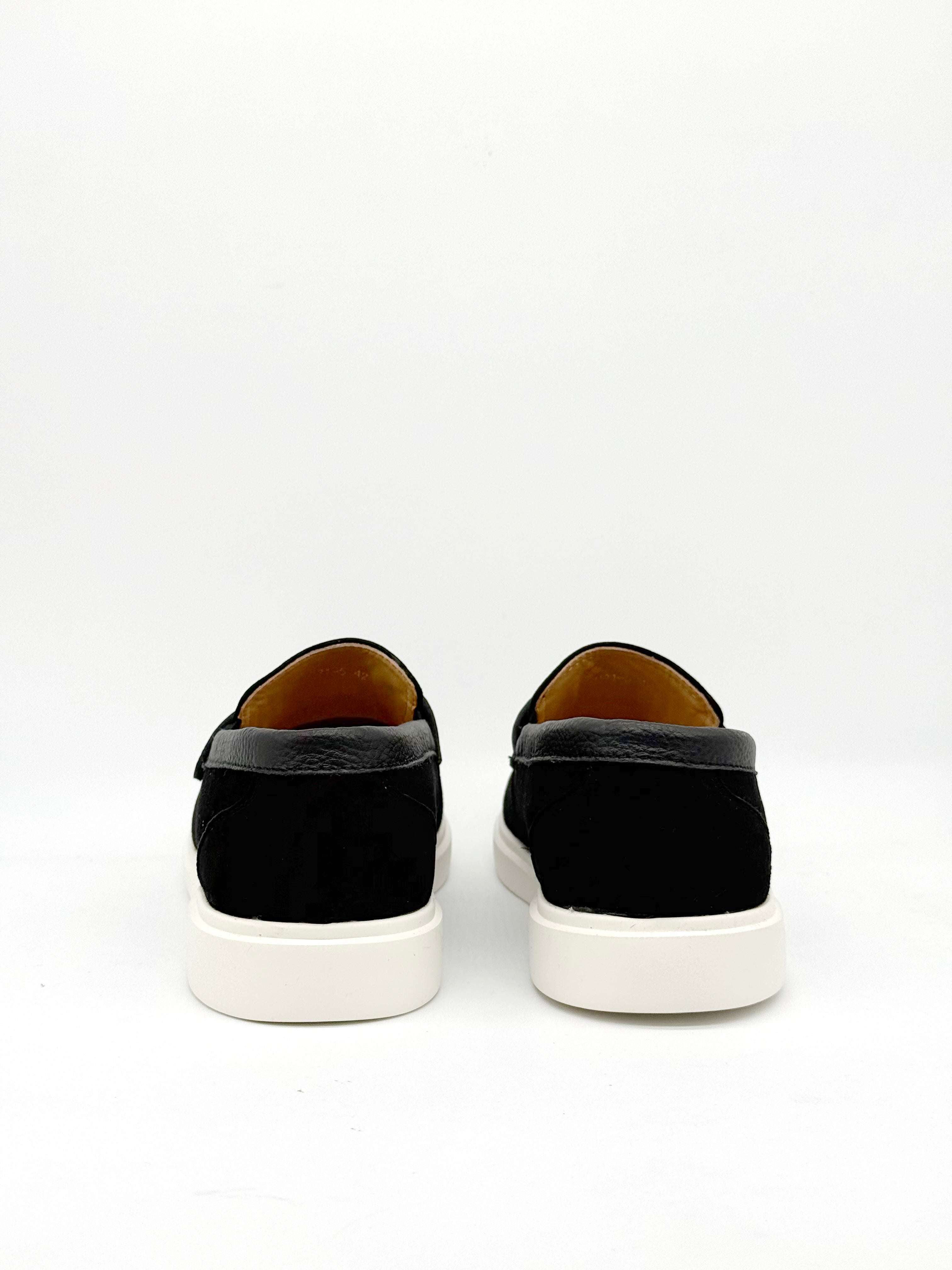 Suede BB Strap Loafer - Black