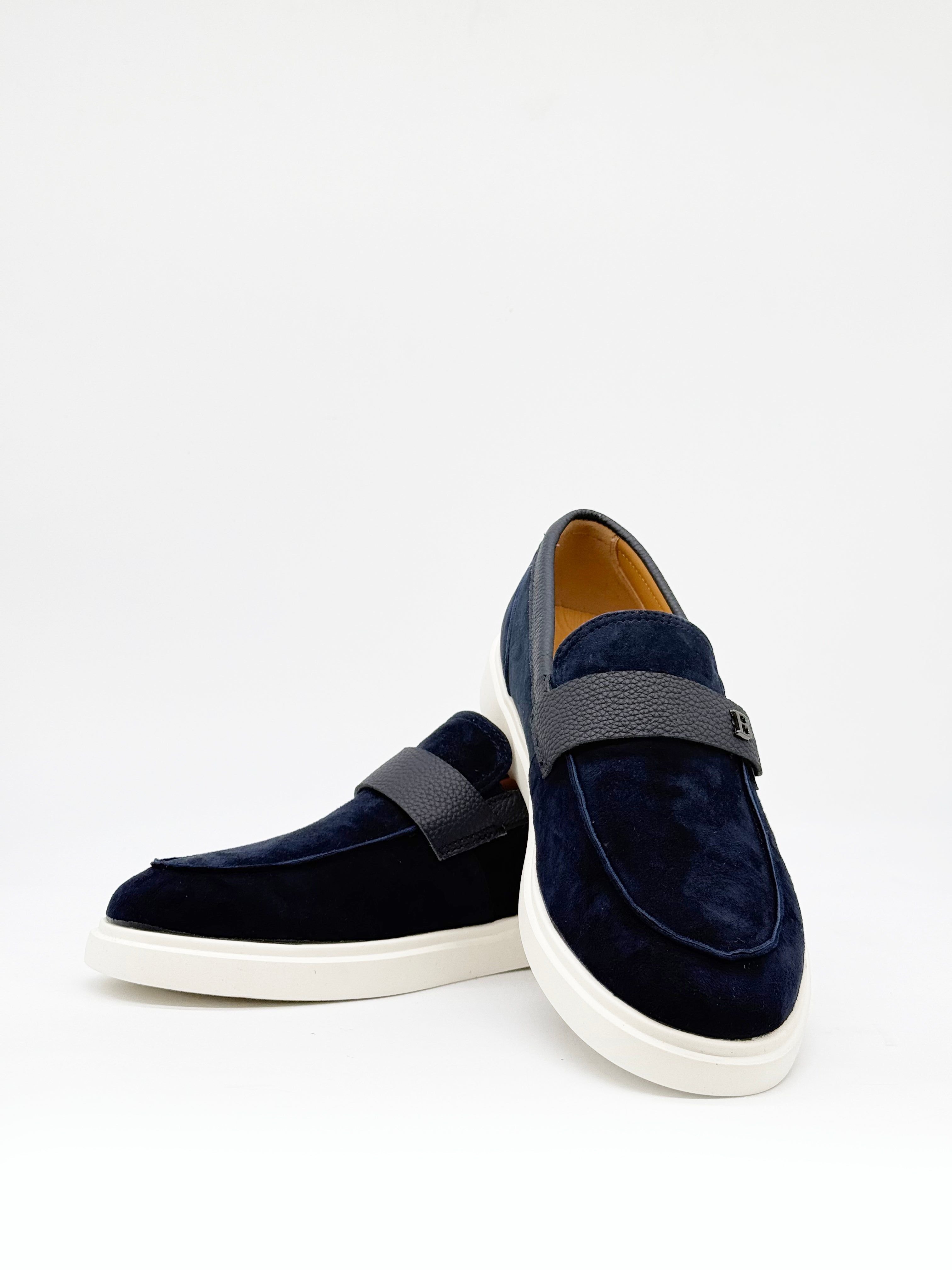 Suede BB Strap Loafer - Navy
