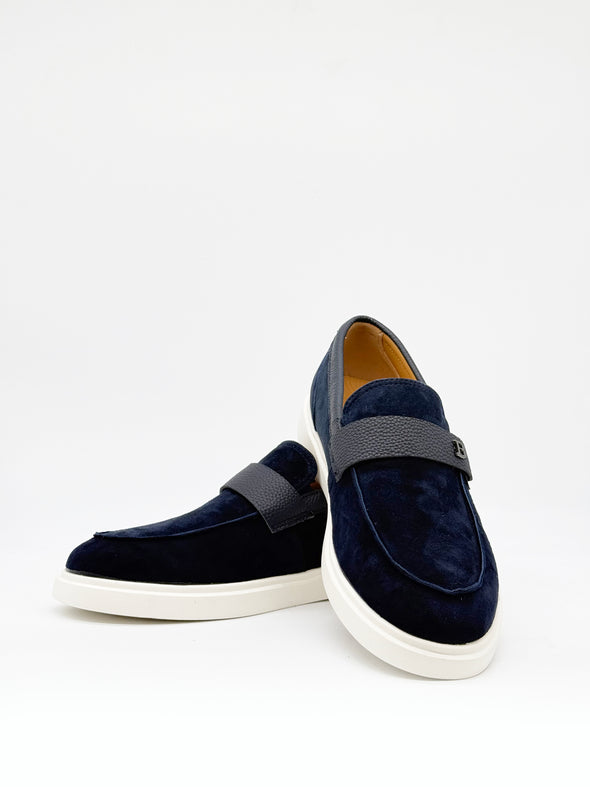 Suede BB Strap Loafer - Navy