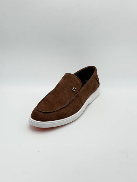 Suede Casual Loafer with White Sole