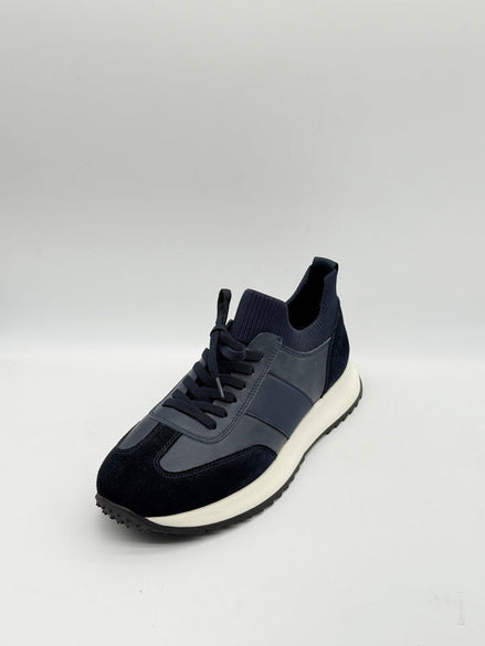 Suede & Leather Mixed Panel Trainer