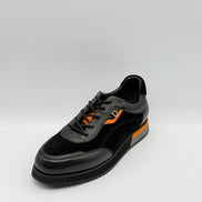 Suede & Leather Runner with Orange Accent