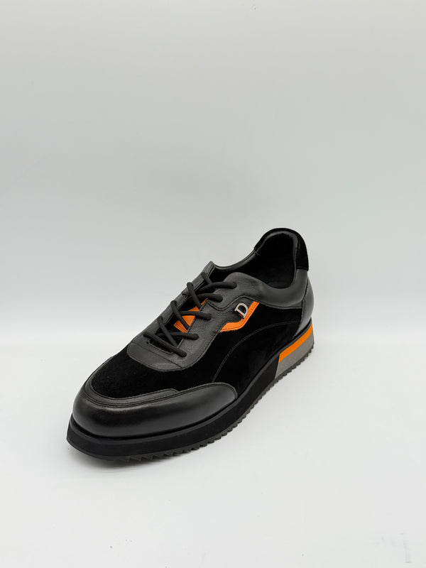 Suede & Leather Runner with Orange Accent
