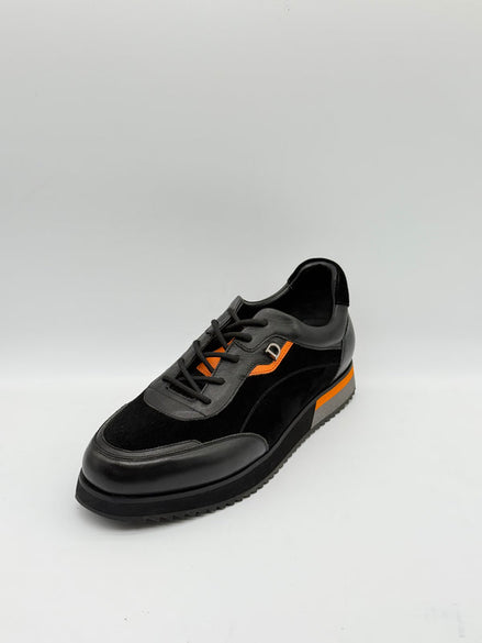 Suede & Leather Runner with Orange Accent