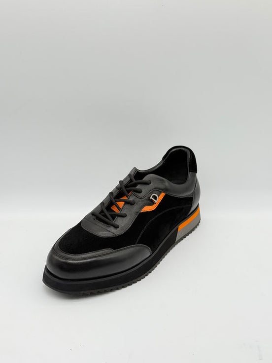 Suede & Leather Runner with Orange Accent