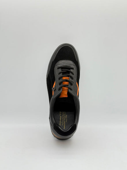 Suede & Leather Runner with Orange Accent