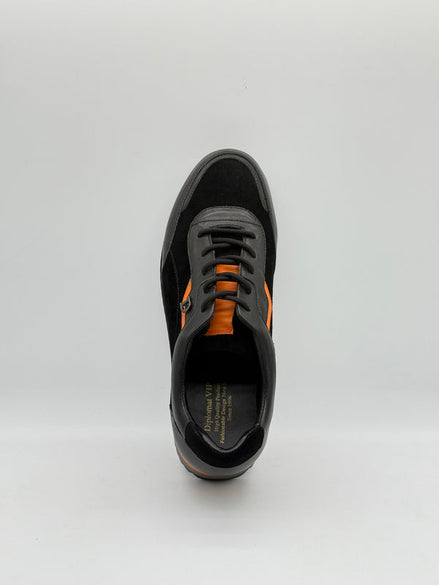 Suede & Leather Runner with Orange Accent