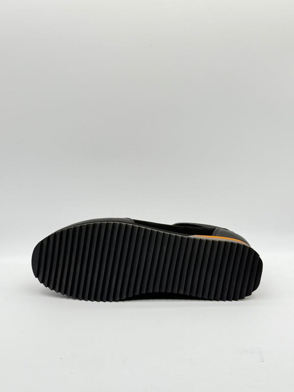 Suede & Leather Runner with Orange Accent