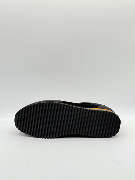 Suede & Leather Runner with Orange Accent