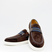 Suede Stripe Band Loafer - Dark Brown
