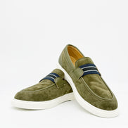 Suede Stripe Band Loafer - Khaki