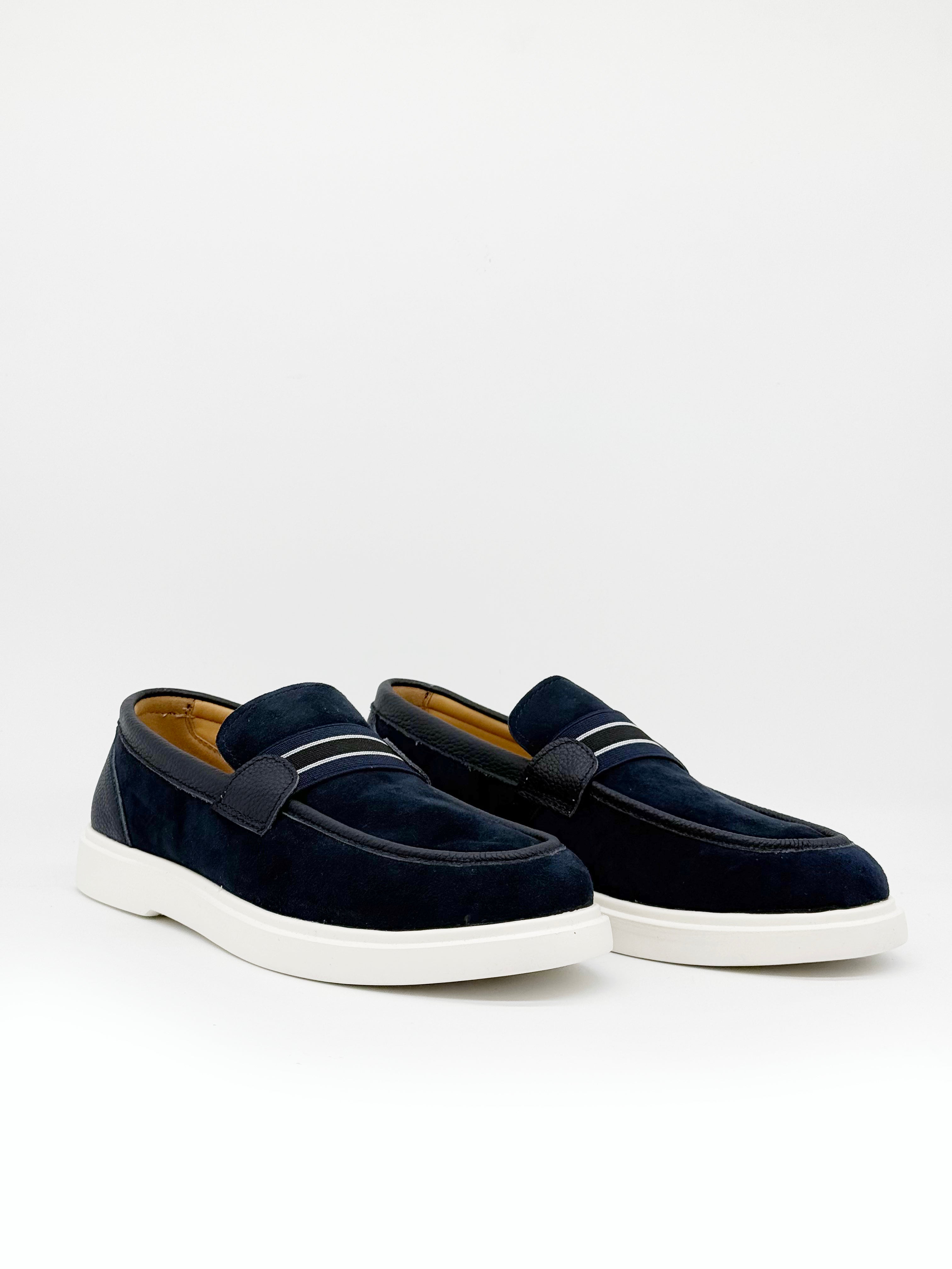 Suede Stripe Band Loafer - Navy