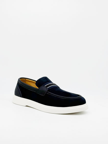 Suede Stripe Band Loafer - Navy