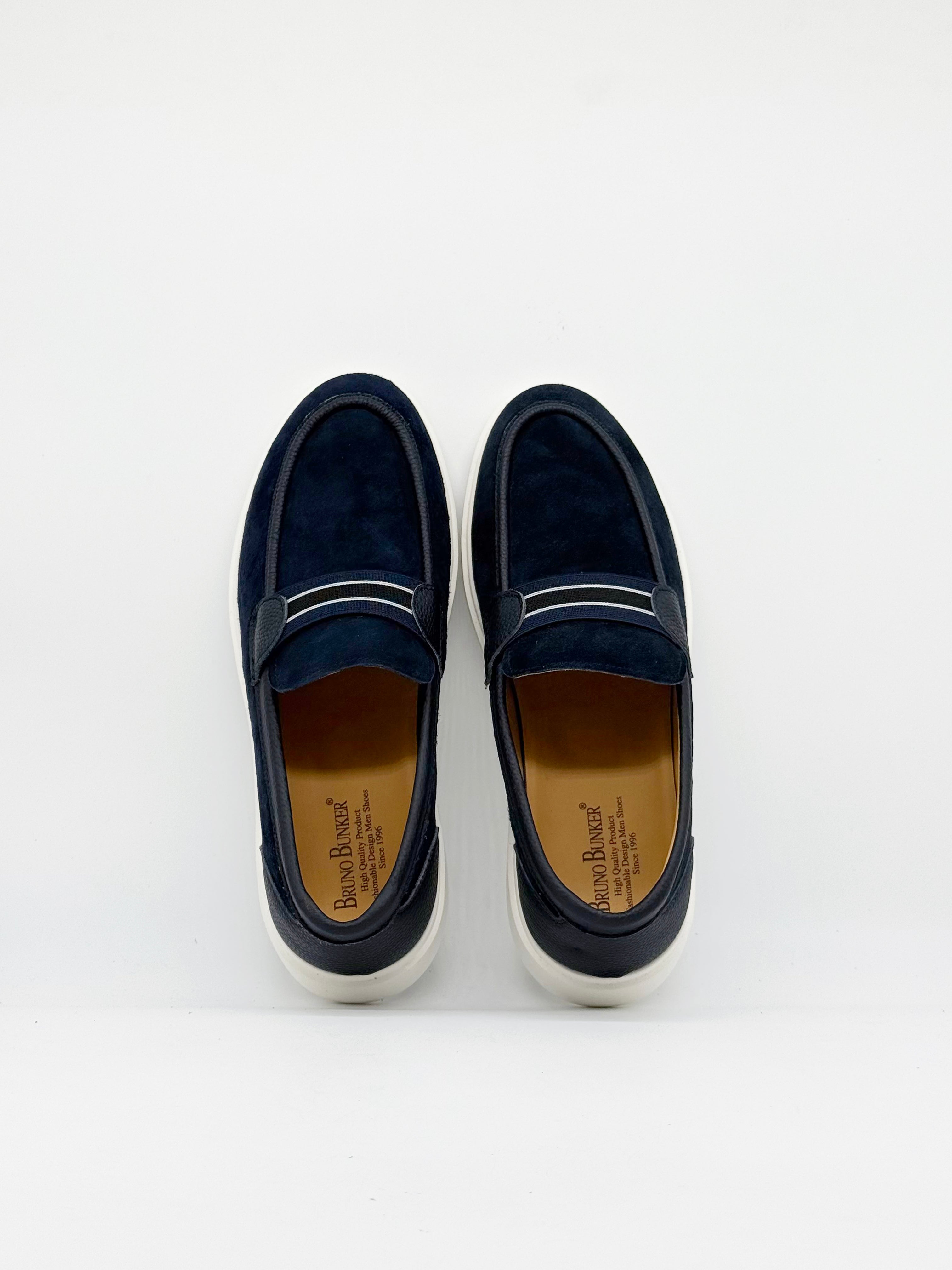 Suede Stripe Band Loafer - Navy