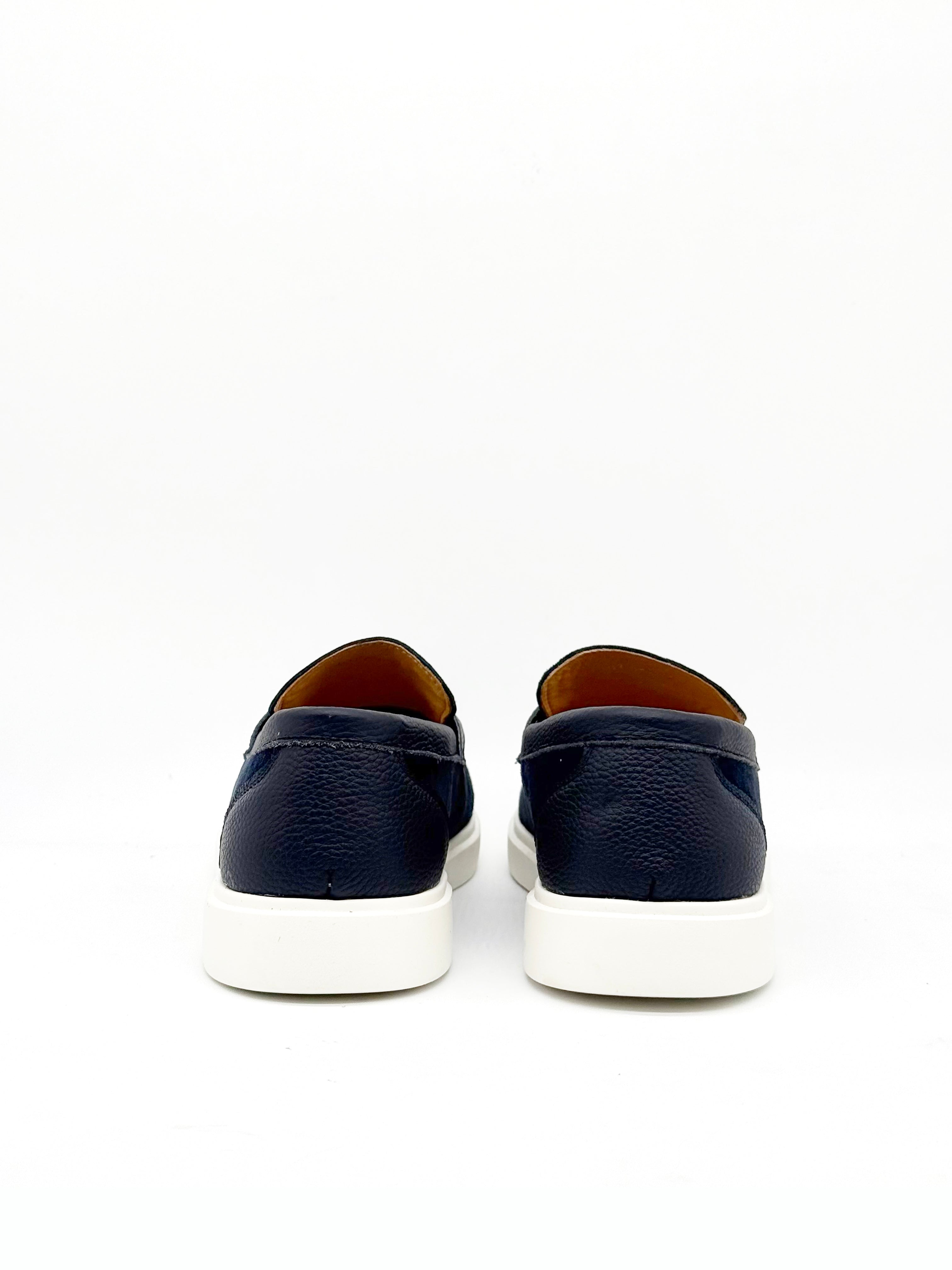 Suede Stripe Band Loafer - Navy