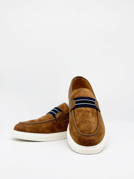 Suede Stripe Band Loafer - Tan
