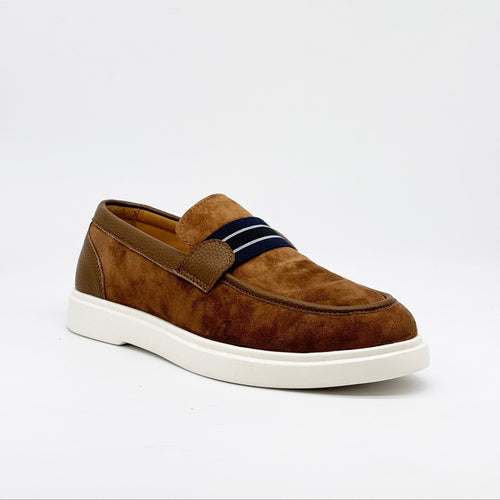 Suede Stripe Band Loafer - Tan