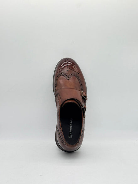 Tan Brogue Double Monk Strap