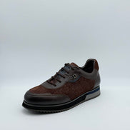 Textured Fabric & Leather Runner Sneaker