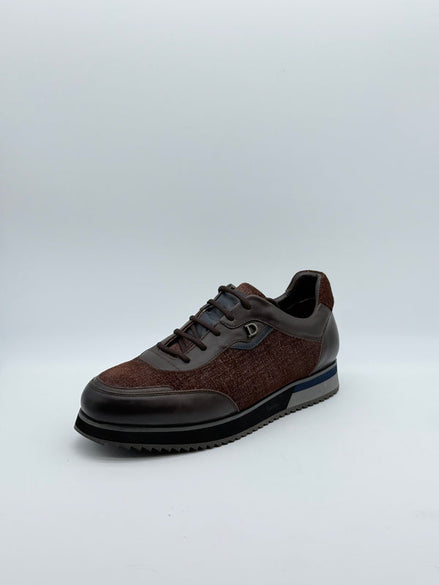 Textured Fabric & Leather Runner Sneaker
