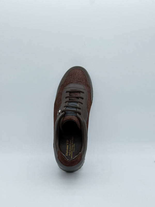 Textured Fabric & Leather Runner Sneaker