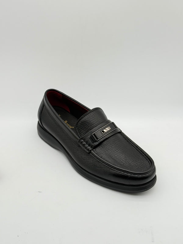 Textured Leather Bar Loafer