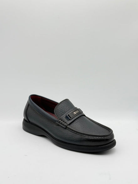 Textured Leather Bar Loafer