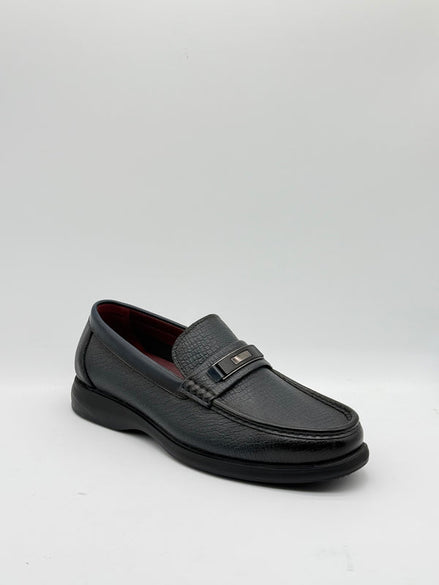 Textured Leather Bar Loafer
